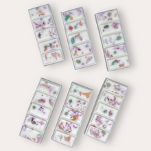 Load image into Gallery viewer, Fruity Apricot Wax Melts by Pure Essence Scent—white scented wax decorated with dried botanicals and decorative pebbles.