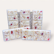 Load image into Gallery viewer, Pleasant Sunshine Wax Melts by Pure Essence Scent—white scented wax decorated with dried botanicals and decorative pebbles.