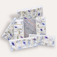 Load image into Gallery viewer, Summer Fields Wax Melts by Pure Essence Scent—white scented wax decorated with dried botanicals and decorative pebbles.