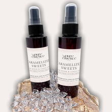 Load image into Gallery viewer, Caramelized Sweets Room and Linen Spray by Pure Essence Scent-Amber plastic spray bottles filled with scented liquid.