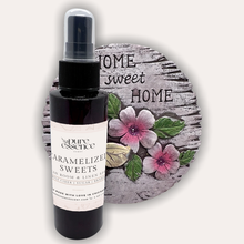 Load image into Gallery viewer, Caramelized Sweets Room and Linen Spray by Pure Essence Scent-Amber plastic spray bottles filled with scented liquid.