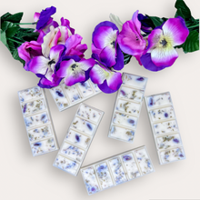 Load image into Gallery viewer, Summer Fields Wax Melts by Pure Essence Scent—white scented wax decorated with dried botanicals and decorative pebbles.